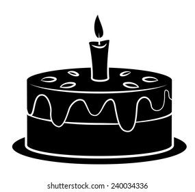 Black Silhoutte of Birthday Cake