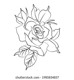 Black Silhoutte of Rose Vector Illustration
