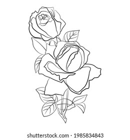 Schwarze Silhoutte einer rosen Vektorgrafik
