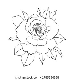 Black Silhoutte of Rose Vector Illustration