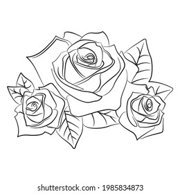 Black Silhoutte of Rose Vector Illustration