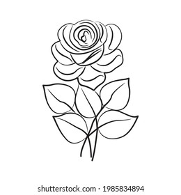 Black Silhoutte of Rose Vector Illustration