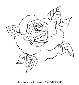Black Silhoutte of Rose Vector Illustration