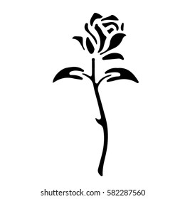 Black Silhoutte of Rose Vector Illustration