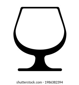 Black silhuette of glass for cocktail or cognac. Glass for shot drink. Vector illustration, flat style