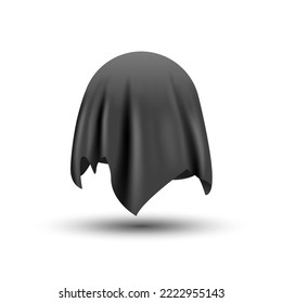Black silk curtain cloth surprise fabric card cotton. Tablecloth reveal cover object vector