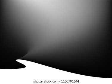 Black silk drapery waves background. Abstract vector wave