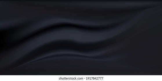 Black silk satin fabric background. Vector Illustration