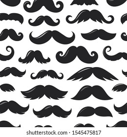 Black sillhouettes of moustache vvector seamless pattern 