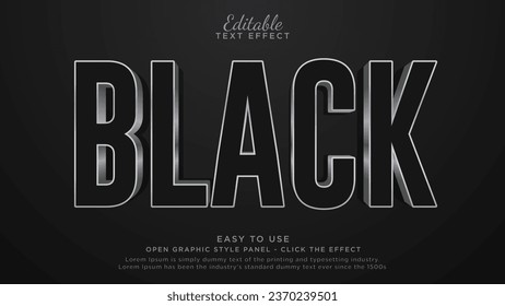 Black silver 3d editable text effect