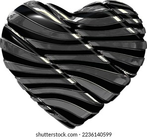 Black and silver 3d heart