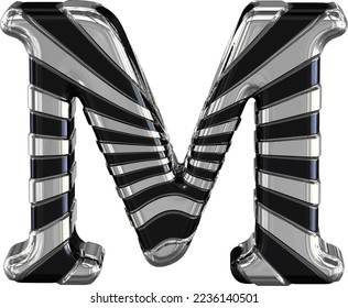 Black and silver 3d symbol. letter m