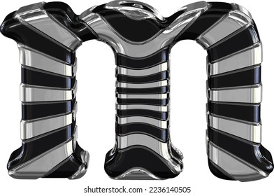 Black and silver 3d symbol. letter m