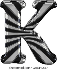 Black and silver 3d symbol. letter k