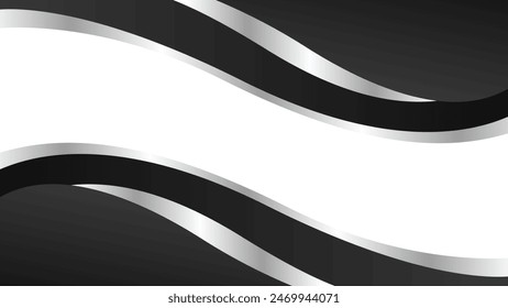 Fondo de la curva abstracta negra y plateada, Formas onduladas metálicas, Fondo de pantalla moderno de Vector para Plantillas, Anuncios, tarjetas, Web, páginas y otros