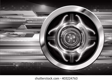 black silver abstract hi speed internet technology background illustration. eye scan virus computer. vector