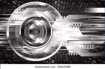 black silver abstract vector hi speed internet technology background illustration, Background conceptual image of digital. eye scan.