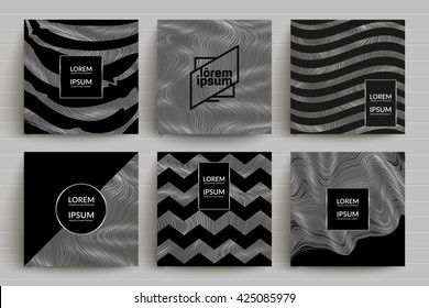 Black and silver backgrounds set. Eps10 vector templates for banner,flyer,menu,poster,cover etc.