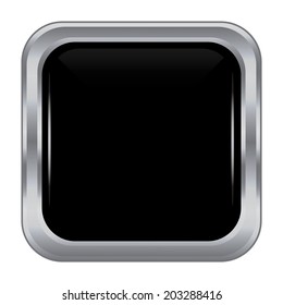 Black silver button. Abstract vector illustration.