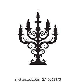 Black Silver candelabrum silhouette vector illustration