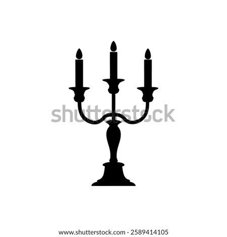 Black Silver candelabrum silhouette vector illustration on white background