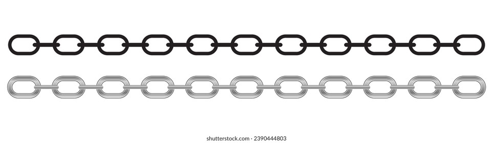 Black And Silver Chain 3D Isolated On Transparent Background.