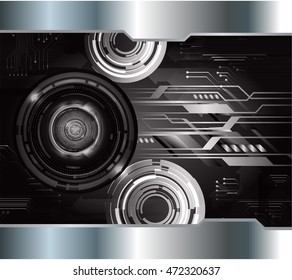 black silver eye abstract cyber future technology concept background, illustration, circuit. move motion speed. sci-fi. vector, Safety, Closed Padlock on digital. Spark