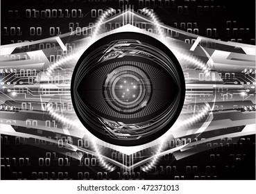 black silver eye abstract cyber future technology concept background, illustration, circuit. move motion speed. sci-fi, Safety, Closed Padlock on digital