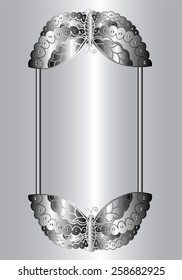 black silver frame vector on wall. 