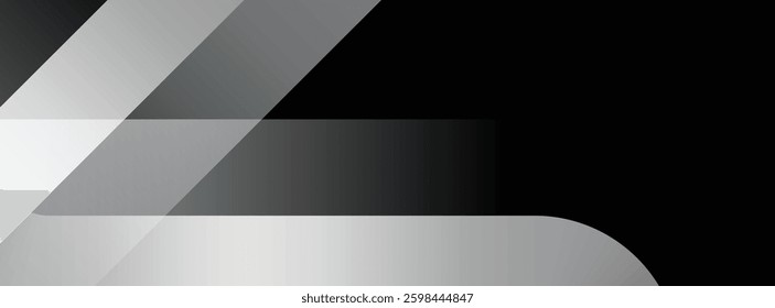 Black and Silver Gradient Abstract Background with Copy Space