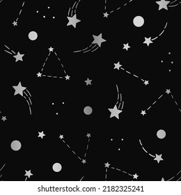 Black and silver gradient nigh sky vector repeat pattern