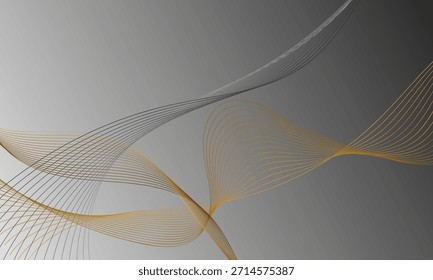 preto prata cinza dourado linhas suaves curvas onda luxo no fundo abstrato gradiente suave