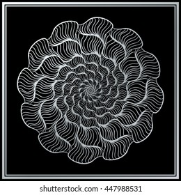 Black and silver gray Mandala round ornament tribal ethnic pattern, islamic arabic indian motif, decorative element for card design. Vector abstract background.
