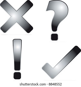 Black and silver icon set with a drop shadow