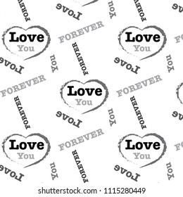 black silver love you forever word pattern background vector illustration image