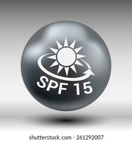 black and silver metallic spf 15 shield sticker badge icon stamp label banner sign isolated