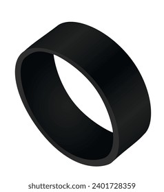 Anillo de plata negro. ilustración vectorial