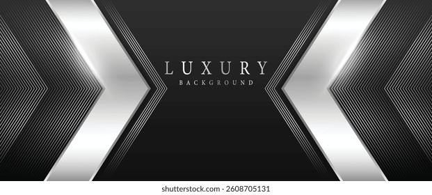 Black Silver Royal Awards Graphics Background. Lines Corner Curve Elegant Shine Modern Template. Luxury Premium Corporate Abstract Design Template. Classic Shape Post. Center LED Screen Visual.