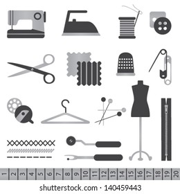 Black and silver sewing icons