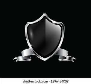 Black And Silver Shield Background, With Space For Your Text. Vector Illustration.