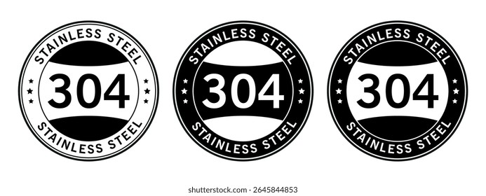 black and silver stainless steel 304 quality badges in round design used for durable product labeling	
