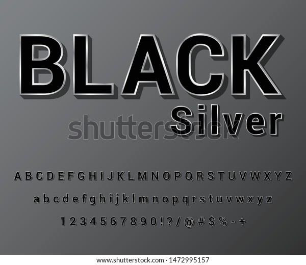 Black Silver Stylish Font Alphabet Silver Stock Vector (Royalty Free ...