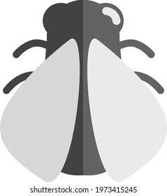 Black Silverfish Bug, Icon Illustration, Vector On White Background