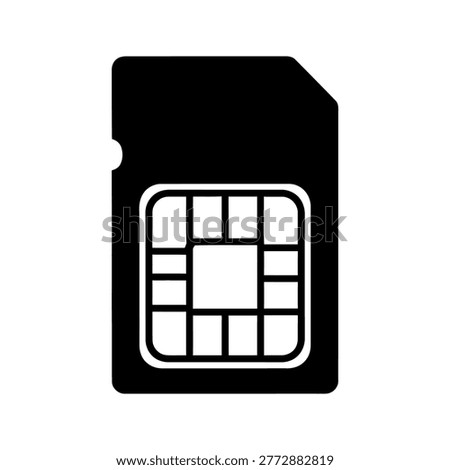 Black sim card on white background technology