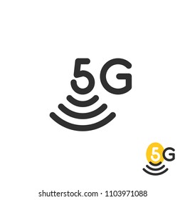 black simple 5g wireless logo. flat style trend modern logotype graphic design element isolated on white background. concept of next generation of mobile data transmission  and 5 g badge