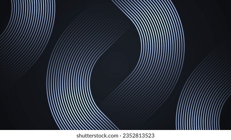 Black simple abstract background with lines in a curved style geometric style as the main element.