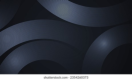 Black simple abstract background with lines in a curved style geometric style as the main element.