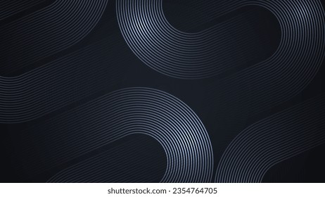 Black simple abstract background with lines in a curved style geometric style as the main element.