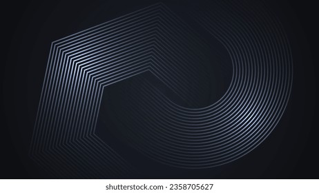 Black simple abstract background with lines in a curved style geometric style as the main element.