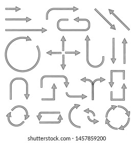 Black simple arrows. Web icons. Vector illustration isolated on white background